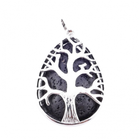 Pendente Albero della Vita con Pietra Naturale Lava Vulcanica - Goccia