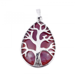 Pendente Albero della Vita con Pietra Naturale Agata Gialla - Goccia