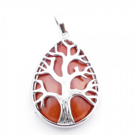 Pendente Albero della Vita con Pietra Naturale Diaspro Rosso - Goccia