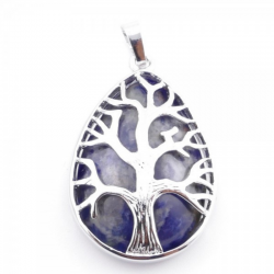 Pendente Albero della Vita con Pietra Naturale Sodalite - Goccia