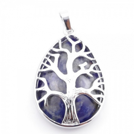 Pendente Albero della Vita con Pietra Naturale Sodalite - Goccia