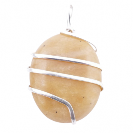 Giada Miele Pendente con Pietra Ovale Naturale