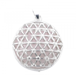 Pendente Quarzo Rosa Pietra Naturale e Fiore della Vita