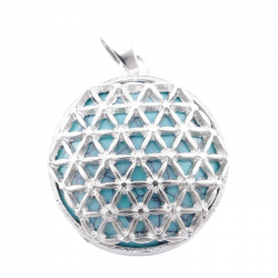 Pendente Turchese Pietra Naturale e Fiore della Vita