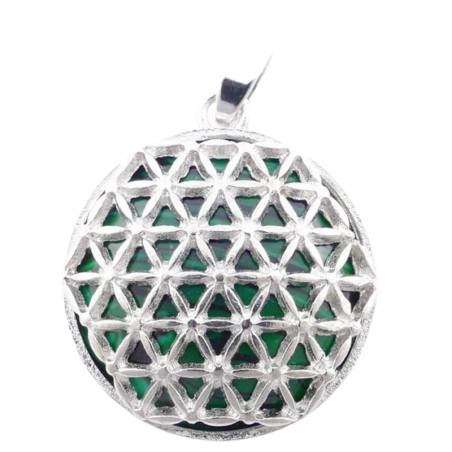 Pendente Malachite Pietra Naturale e Fiore della Vita