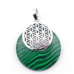 Malachite e Fiore della Vita Pendente Pietra Naturale