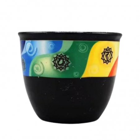 Ciotola Brucia Smudge in Ceramica decorata a Mano (9 x 9 x 8cm - 270gr.) - 7 Chakra