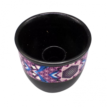Ciotola Brucia Smudge in Ceramica con decorazione Fiore della Vita Nero