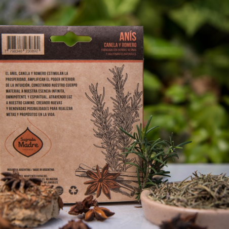 Anice, Cannella & Rosmarino - 4 Pastillas Smudge 100% Erbe Naturali - Sagrada Madre