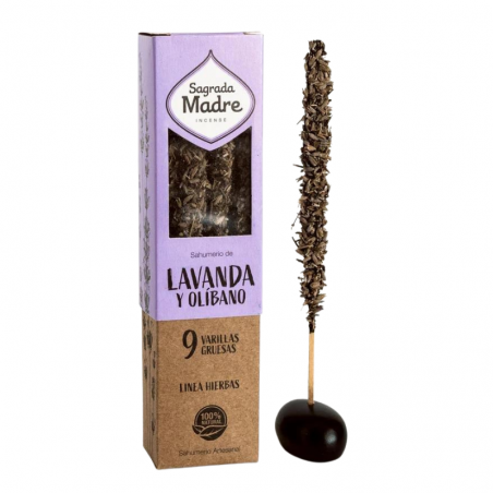 Lavanda & Olibano - 9 Bastoni Incenso Extra Premium in Erbe 100% Naturali - Sagrada Madre