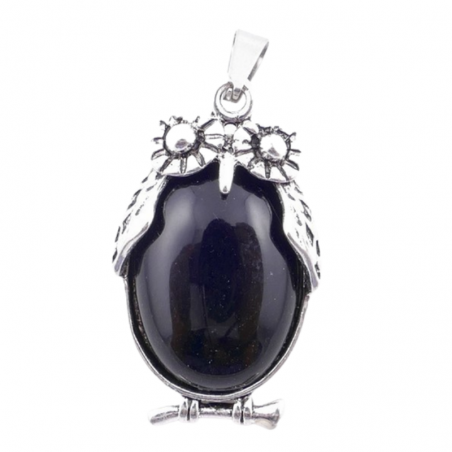 Onice Nero Pendente Pietra Naturale a forma di Gufo - (38 x 22mm)