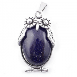 Avventurina Blu Pendente Pietra Naturale a forma di Gufo