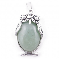 Avventurina Verde Pendente Pietra Naturale a forma di Gufo