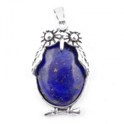 Lapislazzuli Pendente Pietra Naturale a forma di Gufo - (38 x 22mm)