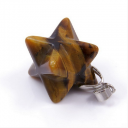 Merkaba Occhio di Tigre Pendente Pietra Naturale con gancio Metallo