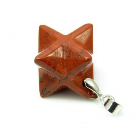 Merkaba Diaspro Rosso Pendente Pietra Naturale con gancio Metallo