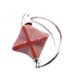 Merkaba Avventurina Dorata Pendente Pietra Naturale con Mezza Luna