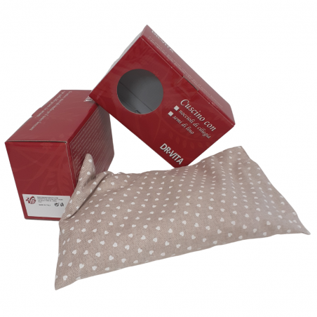 Cuscino con semi di lino - (32 x 19cm) - (650 - 780gr.) - Cuoricini Bianchi