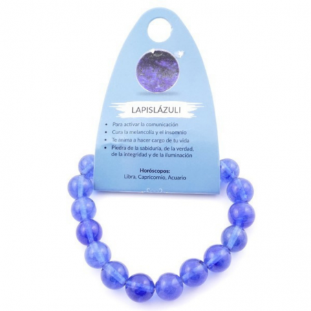 Braccialetto Quarzo Blu Rutilato perline Pietra Naturale da 10mm