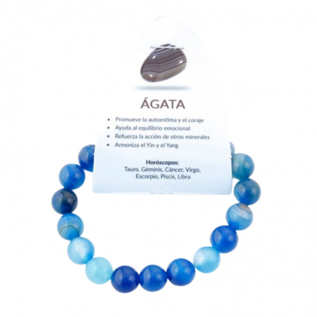 Braccialetto Agata Blu perline da 10mm in Pietra Naturale