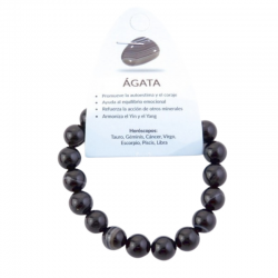 Braccialetto Agata Nera perline in Pietra Naturale da 10mm