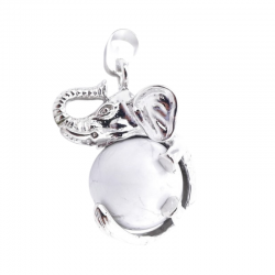 Howlite Pendente Elefante metallo con Sfera in Pietra Naturale da 16mm