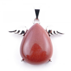 Avventurina Dorata Pendente Lacrima con Ali Pietra Naturale