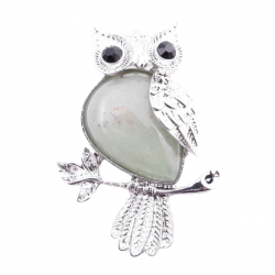 Pendente Avventurina Verde Pietra Naturale Gufo su Rametto