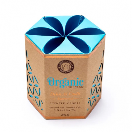 Candela profumata Agarwood Cera di Soia Song of India Organic Goodness - (± 55 ore - 200gr.)