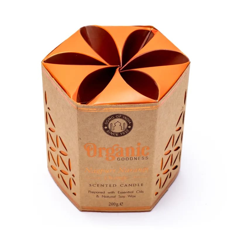 Candela profumata Arancio Cera di Soia Song of India Organic Goodness - (± 55 ore - 200gr.)