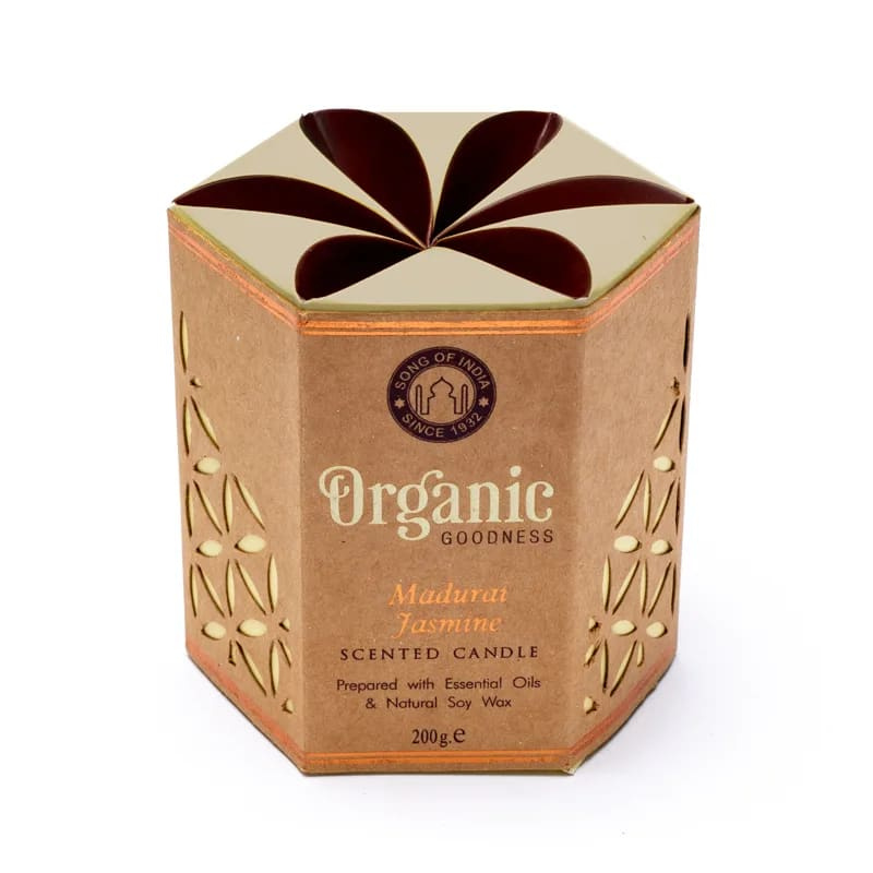 Candela profumata Gelsomino Cera di Soia Song of India Organic Goodness - (± 55 ore - 200gr.)