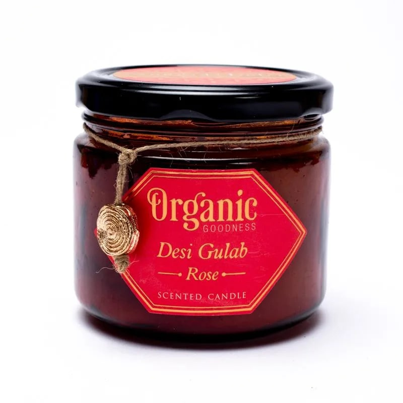 Candela profumata Rosa Cera di Soia Song of India Organic Goodness - (± 55 ore - 200gr.)