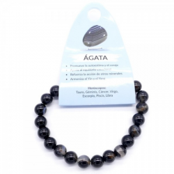 Braccialetto Agata Nera perline da 8mm in Pietra Naturale