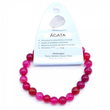 Braccialetto Agata Fucsia perle da 8mm in Pietra Naturale