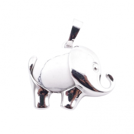 Howlite Pendente Pietra Naturale a forma di Elefante