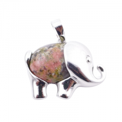 Unakite Pendente Pietra Naturale a forma di Elefante