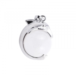 Quarzo Bianco o Latteo Pendente Pietra Naturale a forma di Delfino