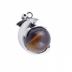 Occhio di Tigre Pendente Pietra Naturale a forma di Delfino
