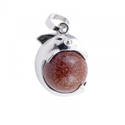 Avventurina Dorata Pendente Pietra Naturale a forma di Delfino