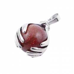 Avventurina Dorata Pendente Pietra Naturale Mano con Sfera
