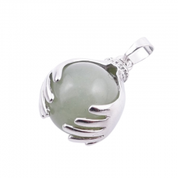 Avventurina Verde Pendente Pietra Naturale Mano con Sfera