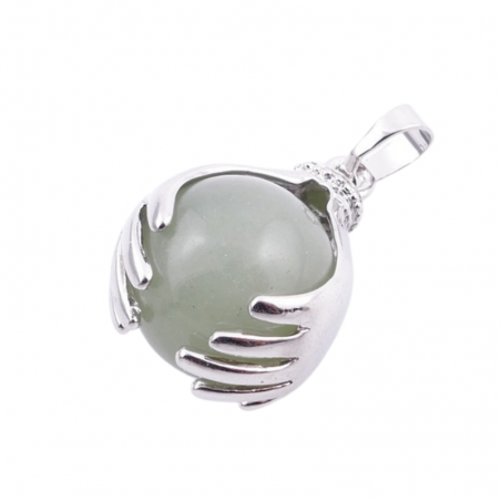 Avventurina Verde Pendente Pietra Naturale Mano con Sfera