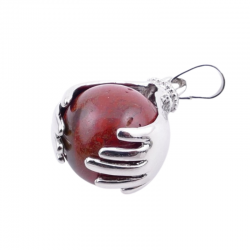 Diaspro Rosso Pendente Pietra Naturale Mano con Sfera