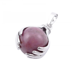 Rodonite Pendente Pietra Naturale Mano con Sfera