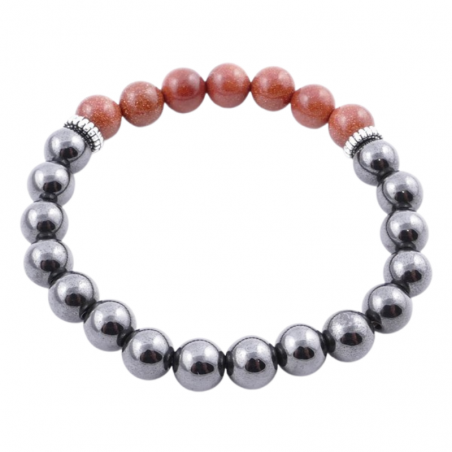Braccialetto Ematite Magnetizzata e Avventurina Dorata 8mm Pietre Naturali