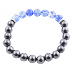 Braccialetto Ematite Magnetizzata e Quarzo Blu Rutilato Pietre Naturali