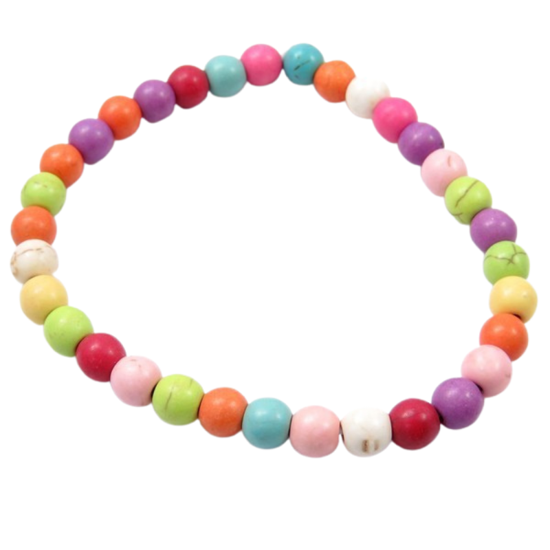 Braccialetto Turchese Multicolore Perline da 6mm in Pietra Naturale