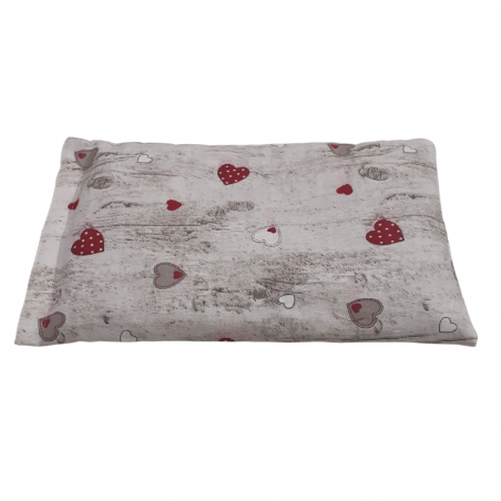 Cuscino con semi di lino - (32 x 19cm) - (650 - 780gr.) - Cuori su legno