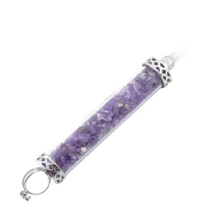 Ametista Pendente energetico Quarzo ialino e Pietre Naturali - (130mm X 17mm)