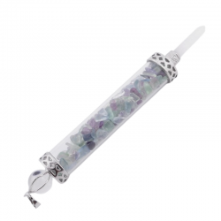 Fluorite Pendente energetico Quarzo ialino e Pietre Naturali - (130mm X 17mm)